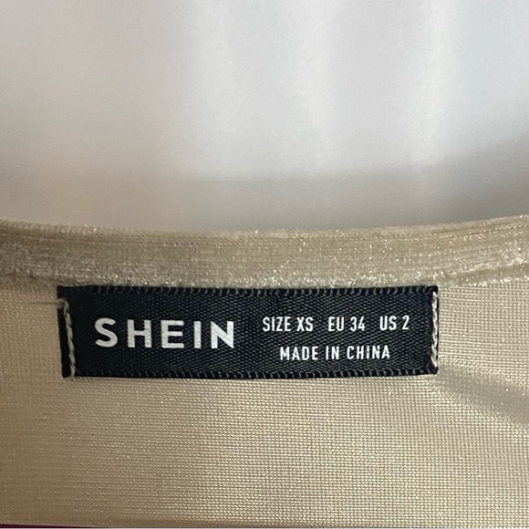 SHEIN Gold Long Sleeve V-Neck Bodycon Dress - Picture 4 of 4